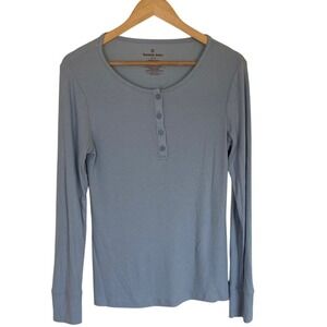 Tommy John Women's‎ Light Blue Henley Long Sleeve Top Size M Modal Blend Soft